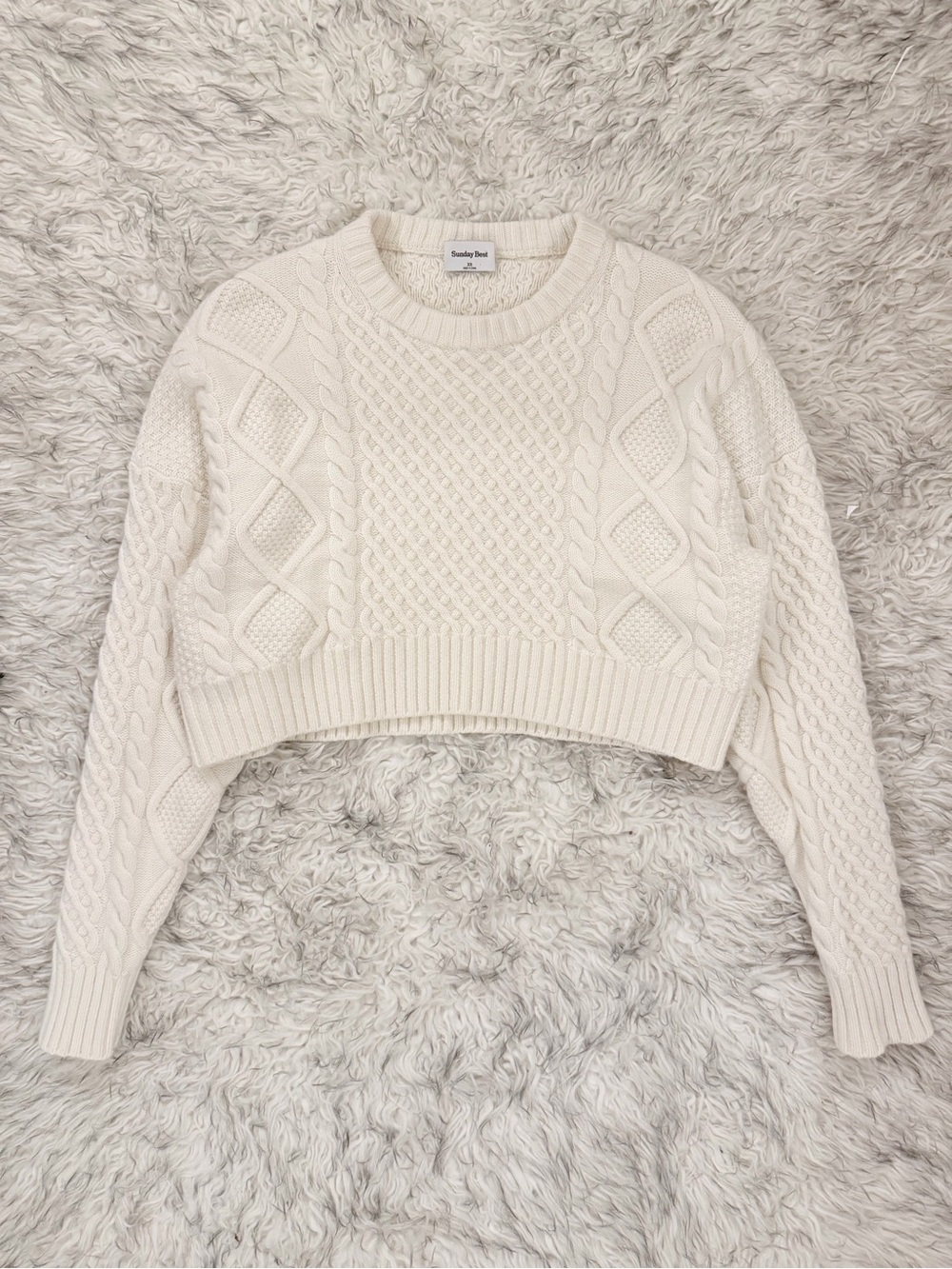 Sunday Best ‘Peggy’ Cropped Sweater - Light Birch